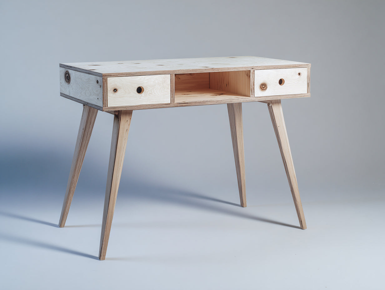 Bureau - Contreplaqué de bouleau - 112 x 52 x 77 cm - Blanc-Bois naturel - Style scandinave