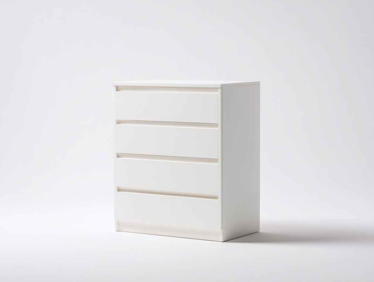 Commode - Bois d'ingénierie - 79 x 40 x 94 cm - Blanc - Style moderne scandinave