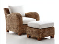 Fauteuil de jardin - Rotin-Tissu-Bois - 88x85x93 cm - Naturel-Blanc cassé - Style bohème