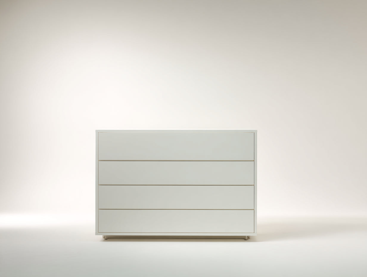 Commode - Bois d'ingénierie - 120 x 42 x 78 cm - Blanc - Style moderne minimaliste