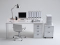 Bureau - Panneau de fibres de bois-Métal - 150 x 65 x 75 cm - Blanc - Style contemporain avec rangement mobile