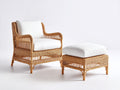 Fauteuil de jardin - Rotin-Tissu-Bois - 79x77x92 cm - Naturel doré-Blanc - Style bohème