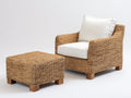 Fauteuil de jardin - Rotin-Tissu-Bois - 87x82x88 cm - Naturel-Blanc cassé - Style contemporain