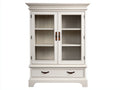 Bibliothèque - Bois-verre-métal - 108 x 45 x 189 cm - Blanc cassé-Marron foncé-Bronze-Transparent - Style campagne classique