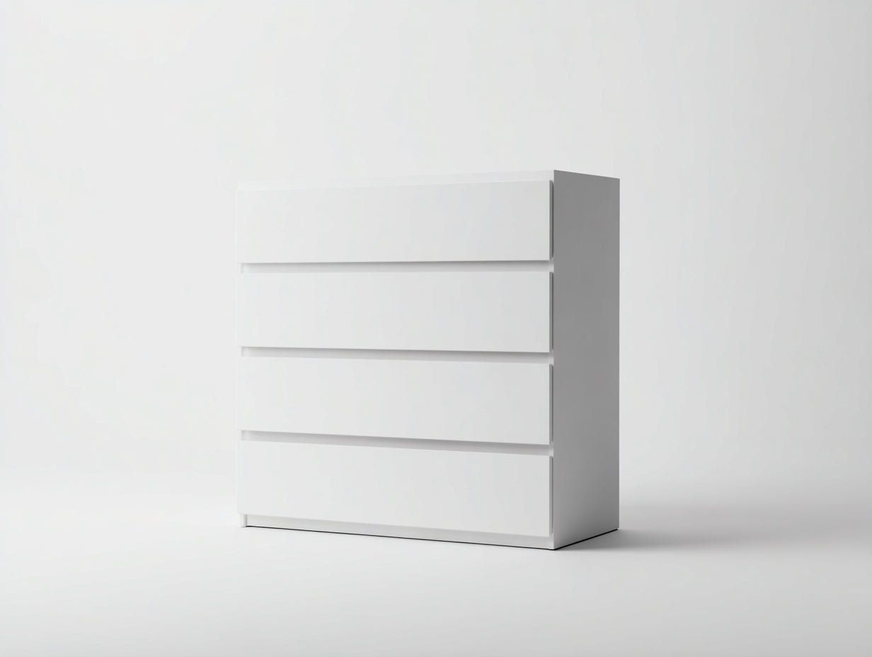 Commode - Bois d'ingénierie - 92 x 42 x 105 cm - Blanc - Style moderne épuré