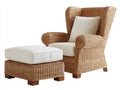 Fauteuil de jardin - Rotin-Tissu-Bois - 90x85x105 cm - Naturel clair-Crème - Style campagne