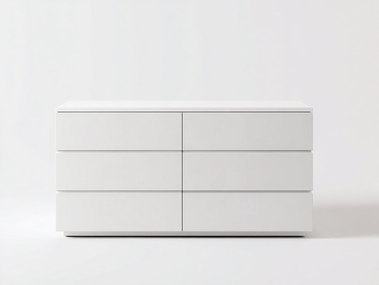 Commode - Bois d'ingénierie - 132 x 45 x 78 cm - Blanc - Style moderne minimaliste