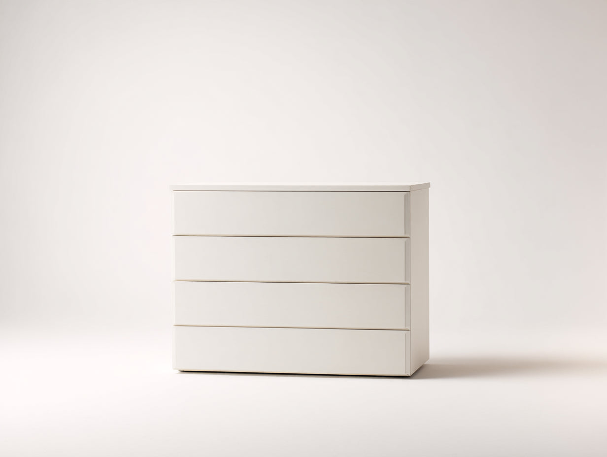 Commode - Bois d'ingénierie - 104 x 42 x 92 cm - Blanc - Style contemporain sobre
