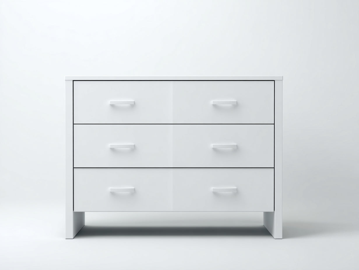 Commode - Bois d'ingénierie - 112 x 44 x 91 cm - Blanc - Style contemporain fonctionnel