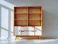 Bibliothèque - Bois - 118 x 39 x 174 cm - Chêne doré-Blanc - Style rétro scandinave
