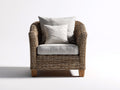 Fauteuil de jardin - Rotin-Tissu-Bois - 80x78x86 cm - Taupe naturel-Gris clair - Style bohème