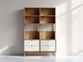 Bibliothèque - Bois - 109 x 37 x 183 cm - Chêne clair-Blanc - Style scandinave contemporain