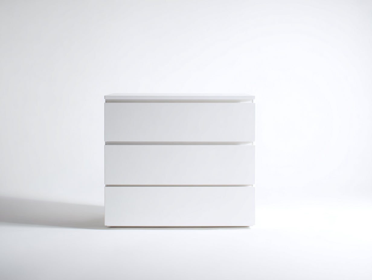Commode - Bois d'ingénierie - 90 x 43 x 86 cm - Blanc - Style moderne épuré