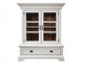 Bibliothèque - Bois-verre-métal - 112 x 46 x 191 cm - Blanc cassé-Marron foncé-Noir-Transparent - Style classique