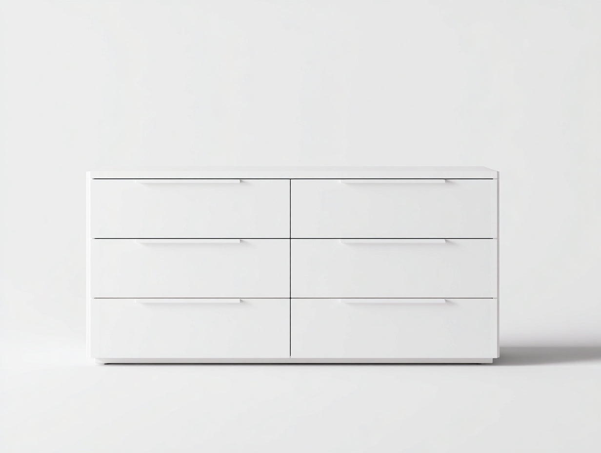 Commode - Bois d'ingénierie - 138 x 45 x 82 cm - Blanc - Style moderne épuré