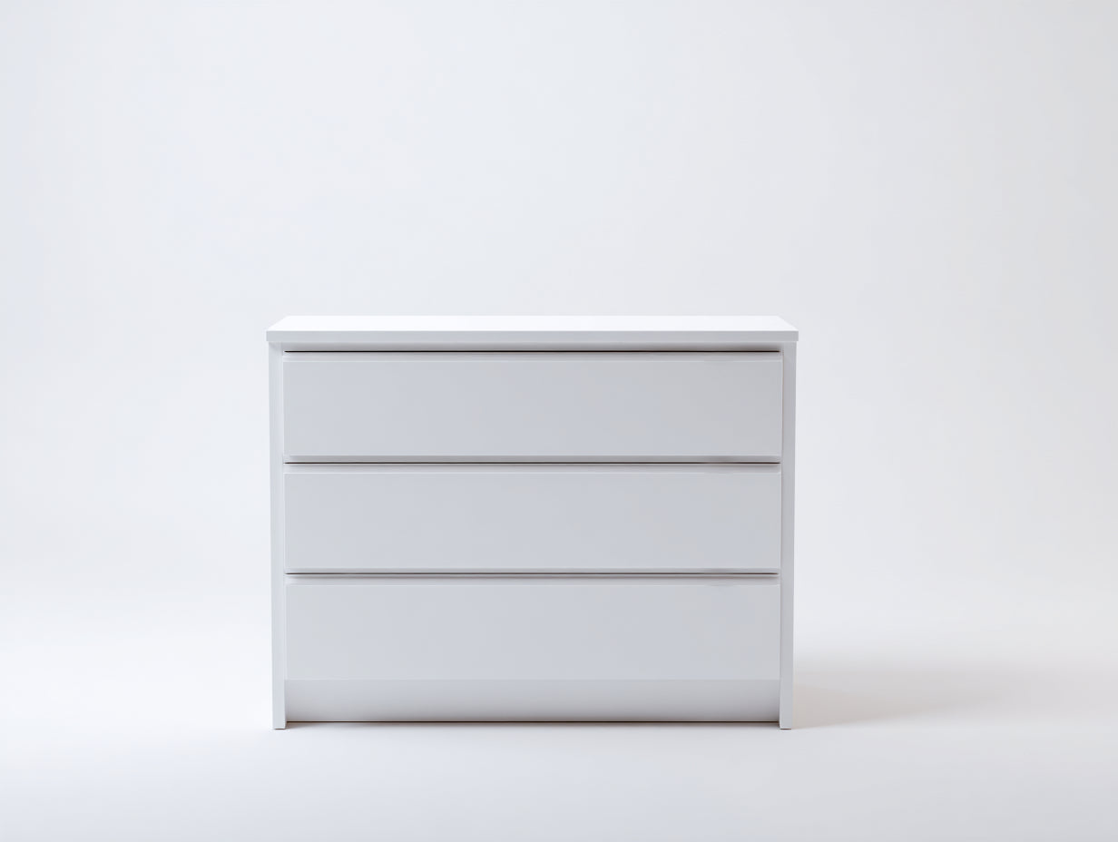 Commode - Bois d'ingénierie - 96 x 41 x 88 cm - Blanc - Style contemporain épuré