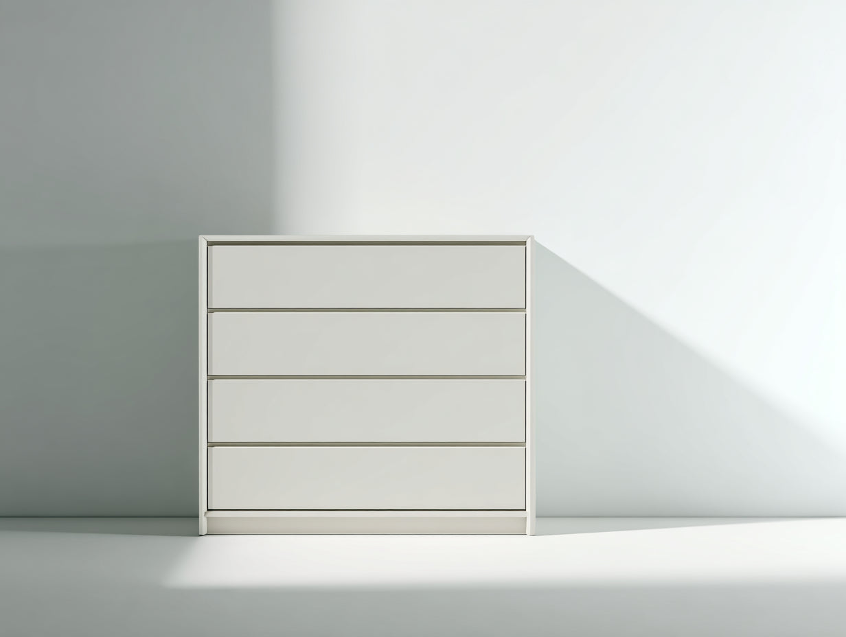 Commode - Bois d'ingénierie - 110 x 41 x 96 cm - Blanc - Style contemporain minimaliste