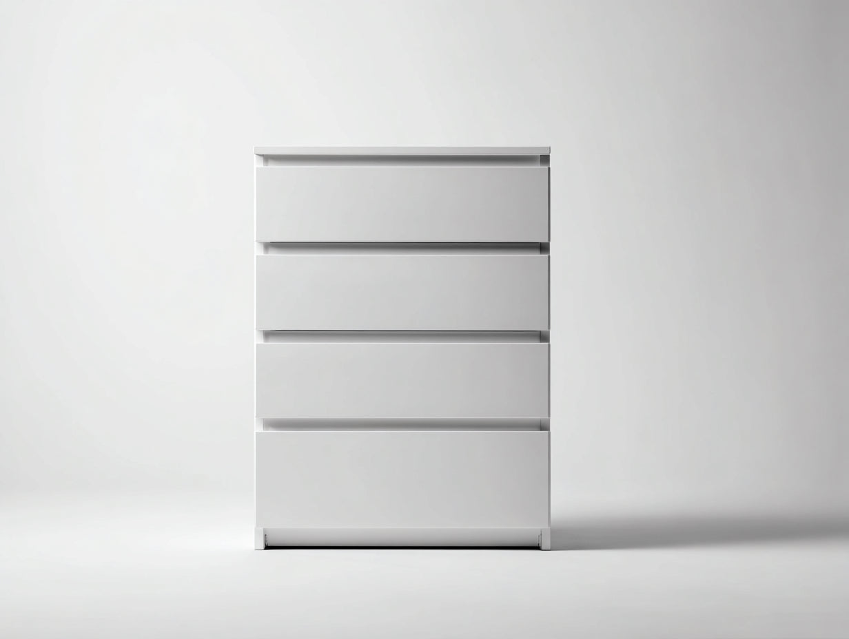 Commode - Bois d'ingénierie - 74 x 39 x 108 cm - Blanc - Style contemporain minimaliste