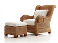 Fauteuil de jardin - Rotin-Tissu-Bois - 91x86x103 cm - Naturel-Écru - Style classique